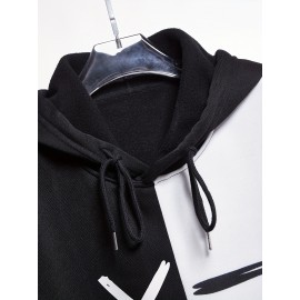 Creative Pattern Print, Men's 2Pcs Outfits, Casual Hoodies Long Sleeve Hooded Sweatshirt And Sweatpants Joggers Set For Spring Fall, Men's Clothing