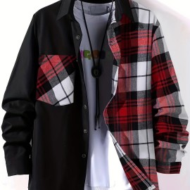 Fashionable And Casual Men's Plaid Cardigan Button Long Sleeve Lapel Jacket, Comfortable And Versatile, Suitable For Dates, Suitable For Autumn And Winter
