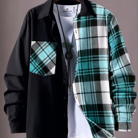 Fashionable And Casual Men's Plaid Cardigan Button Long Sleeve Lapel Jacket, Comfortable And Versatile, Suitable For Dates, Suitable For Autumn And Winter