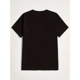 Smile Print, Men's Graphic Design Crew Neck T-shirt, Casual Comfy Tees Tshirts For Summer, Men's Clothing Tops For Daily Vacation Resorts