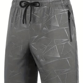 Men's Breathable Shorts With Pockets, Summer Rapid Dry Drawstring Sports Shorts For Running, Fitness, Training