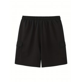 Classic Design Cargo Shorts, Men's Casual Multi Pocket Solid Color Waist Drawstring Cargo Shorts For Summer Outdoor