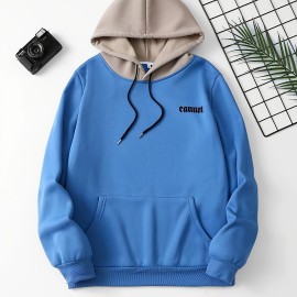 Color Block Cool Hoodies For Men, Men's Casual Graphic Design Hooded Sweatshirt Streetwear For Winter Fall, As Gifts